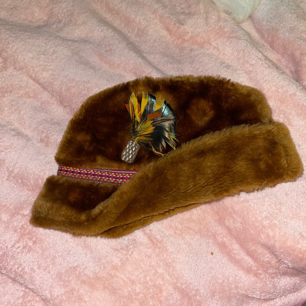 Vtg Men’s Mouton Lamb Fur  Winter Brown Hat Cap